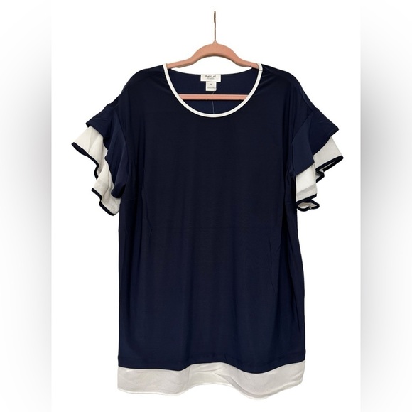 Avenue Studio Beata Flutter Sleeve Top 16W - Picture 3 of 7